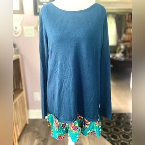 Matilda Jane Teal and Navy Cross Knot Tunic